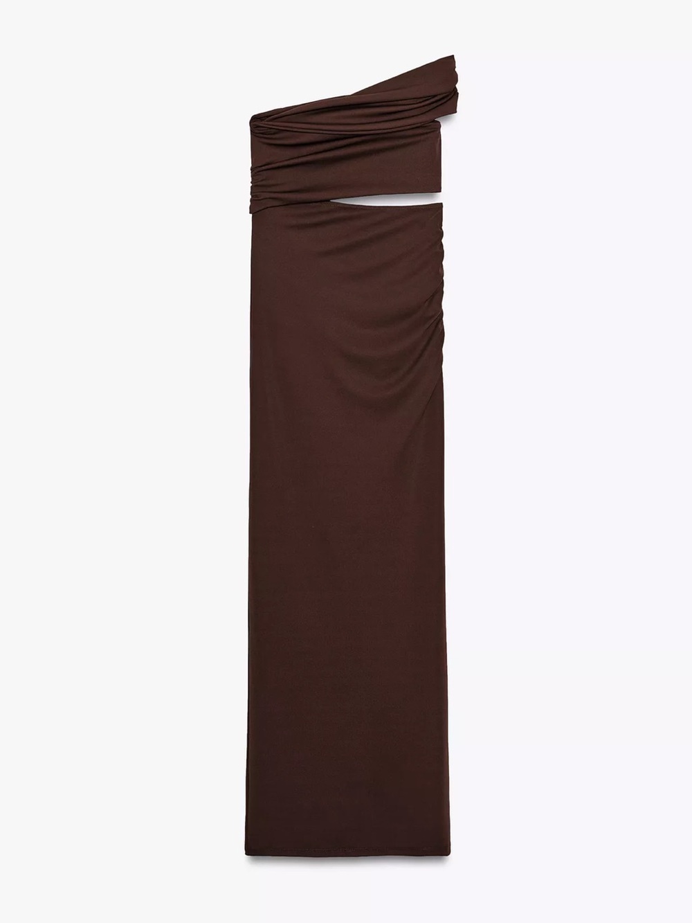 ZARA Off-Shoulder Brown Cutout Maxi Dress
